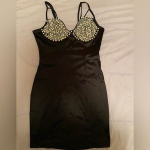 Banjul Rhinestone & Pearls Satin Dress